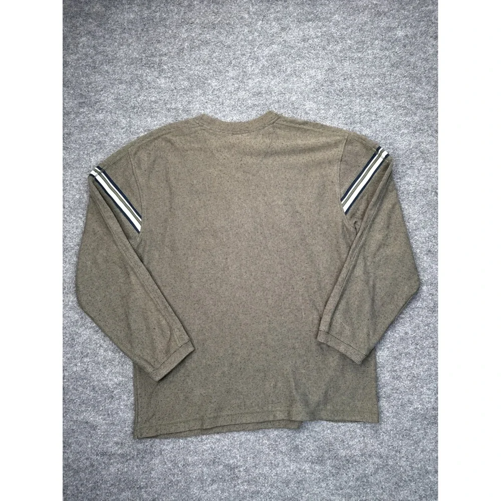 Retro Gear Mens‎ Large Sweater Olive Brown Striped Long Sleeve Y2K Cotton Blend